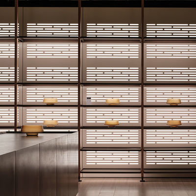 kualitas  Anodized Aluminium Home Furniture Modular Bookcase Wall System With Led Lights pabrik