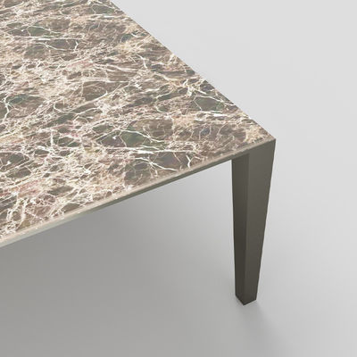 Furnitur Rumah Aluminium Disesuaikan Meja Makan Marmer 6mm 4 Kursi Square