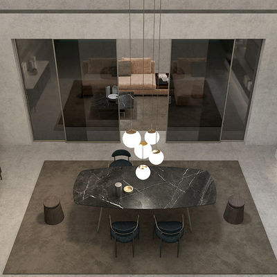 Aluminium Ringan Furnitur Rumah Batu Piring Meja Makan Set 140x80 160x80