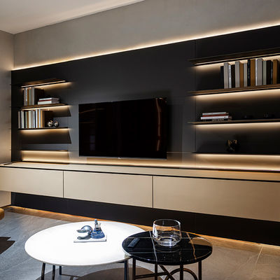 Particle Board TV Display Cabinet Unit OEM Furnitur tahan api