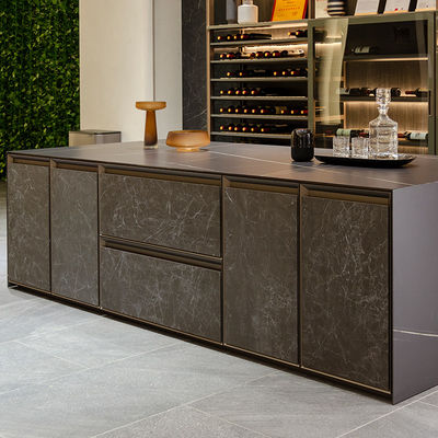 Matte Hitam dilapisi Modular Dapur Almirah Bar Cabinets Disesuaikan