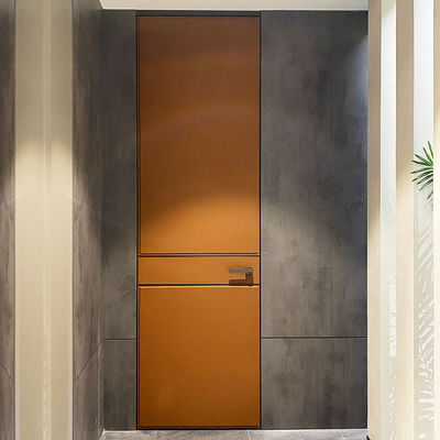 ODM Aluminium Baja Bingkai Pintu Interior Kulit Finish Untuk Kamar