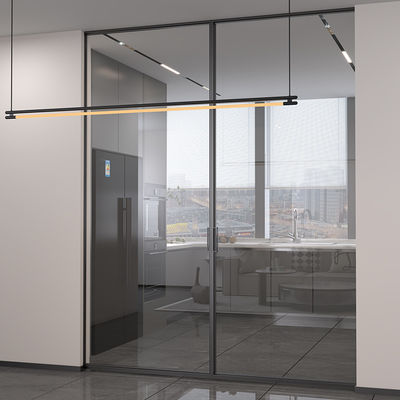 Rumah tangga Aluminium Frame Pintu Interior Flush Kaca Kaca Pintu Isolasi Suara
