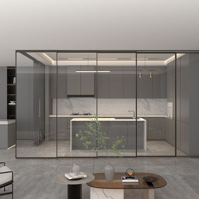 Slimline Casement Aluminium Framed Pintu Interior Flush Kaca