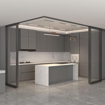 3mm Lemari Pakaian Dapur Aluminium Pintu Luncur Internal Kaca Tempered