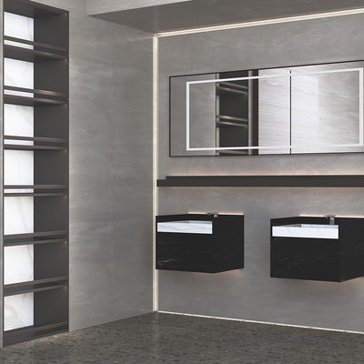 Batu slab Countertop Kamar mandi cermin kabin kesombongan Dengan lampu OEM