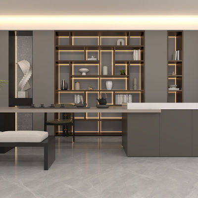 ODM Dapur Sudut Modular Lemari Storage Showcase Tampilan Kaca Dengan Lampu