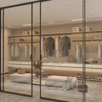 Hotel Aluminium Frame Glass Sliding Door Soft Closing Synchronization Glass Sliding Door