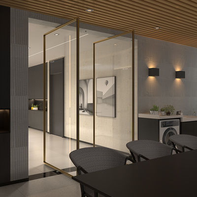 Luxury Aluminium Frame Interior Pivot Pintu Untuk Rumah Windproof