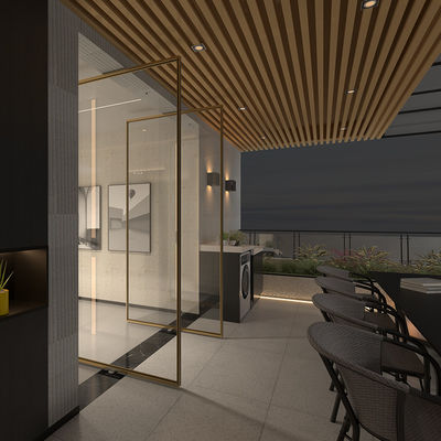 Luxury Aluminium Frame Interior Pivot Pintu Untuk Rumah Windproof