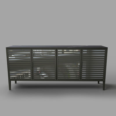 Customized Kaca Aluminium Frame Furniture Wine Side Cabinet